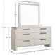 Moonwater Misty Cloud 6 Drawer Dresser with Rectangular Mirror