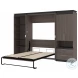 Orion Bark Gray And Graphite 118" Full Murphy Bed With Multifunctional Storage