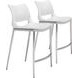 Ace White And Brushed Stainless Steel Counter Chair Set Of 2