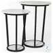 Bombola White Marble And Black Metal Large Accent Table