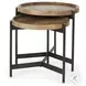 Marquisa Light Brown Wood And Black Metal Side Table Set Of 2