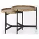 Marquisa Light Brown Wood And Black Metal Side Table Set Of 2