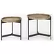 Marquisa Light Brown Wood And Black Metal Side Table Set Of 2