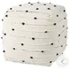 Amaira White patterned Wool and Cotton Pouf