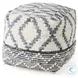 Eshana Cream Wool and Denim Patterned Pouf