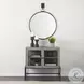 Grimm Gray Round Wall Mirror with Decorative Hook