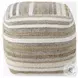 Aahana White Striped Hemp And Cotton Pouf