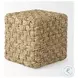 Adele Medium Brown Seagrass Woven Square Pouf
