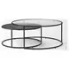 Arlo Dark Brown Wood And Black Metal Occasional Table Set Of 2