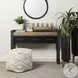 Tapir Beige Cotton Argyle Pattern Square Pouf