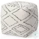 Tapir Beige Cotton Argyle Pattern Square Pouf