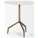 Serre White Marble And Gold Metal 3 Prong End Table