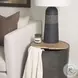 Eclipse Brown Wood And Gunmetal Gray Metal Drum Side Table