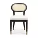 Cosette Black Dining Chair Upholstered in Cream Performance Linen