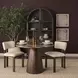 Allyson Dark Brown and Cappuccino 42" Round Marble Top Dining Table