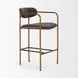 Parker Charcoal Brown Leather Upholstered Counter Height Stool