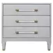 Amber Light Grey Faux Shagreen Soft Close 3 Drawer Side Table