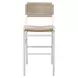 Carson Matte White Lacquer Woven Back Bar Stool With Rush Seat