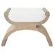 Janna White Linen Curved Base Stool In Cerused Oak Frame