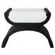 Janna White Linen And Espresso Oak Curved Stool
