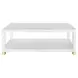 Patricia Matte White Lacquer Coffee Table With Antique Brass Foot Caps