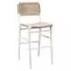 Carson Matte White Lacquer Woven Back Bar Stool With Rush Seat