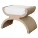 Janna White Linen Curved Base Stool In Cerused Oak Frame