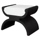 Janna White Linen And Espresso Oak Curved Stool