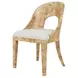 Rafferty White Linen Performance Fabric Dining Chair With Matte Burl Wood Frame