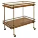 Cash Dark Burl Wood And Antique Brass Bar Cart