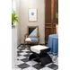 Janna White Linen And Espresso Oak Curved Stool