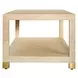 Patricia Natural Grasscloth Coffee Table With Antique Brass Foot Caps