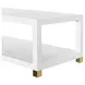 Patricia Matte White Lacquer Coffee Table With Antique Brass Foot Caps