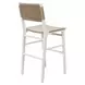 Carson Matte White Lacquer Woven Back Bar Stool With Rush Seat