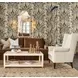 Patricia Natural Grasscloth Coffee Table With Antique Brass Foot Caps