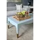 Medina Light Blue Lacquer Coffee Table With Antique Brass Foot Caps