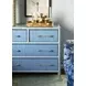 Beckett Matte Light Blue Lacquer 4 Drawer Soft Close Accent Chest With Bamboo Detail In Blue Dyed Grasscloth