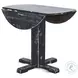 Rustic Refined Black Sand Round Drop Leaf Dining Room Set