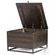 Kelby Carved Vintage Brown Square Bunching Table with Storage