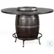 Havenstead Dark Brown Round Counter Height Dining Table with Lazy Susan