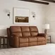 Henry Russet Leather 86" Power Reclining Sofa with Power Headrest and Lumbar