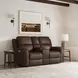 Henry Brown Leather 75" Power Reclining Console Loveseat with Power Headrest and Lumbar