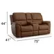 Henry Russet Leather 75" Power Reclining Console Loveseat with Power Headrest and Lumbar
