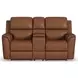 Henry Russet Leather 75" Power Reclining Console Loveseat with Power Headrest and Lumbar
