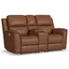 Henry Russet Leather 75" Power Reclining Console Loveseat with Power Headrest and Lumbar