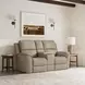Henry Brown Leather 75" Power Reclining Console Loveseat with Power Headrest and Lumbar