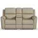 Henry Brown Leather 75" Power Reclining Console Loveseat with Power Headrest and Lumbar