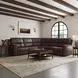 Henry Burnt Umber Leather 6 Piece Modular Zero Gravity Power Reclining Sectional with Power Headrest and USB Charging
