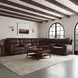 Henry Burnt Umber Leather 6 Piece Modular Zero Gravity Power Reclining Sectional with Power Headrest and USB Charging