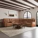 Henry Caramel Leather 7 Piece Modular Zero Gravity Power Reclining Sectional with Power Headrests and USB Charging